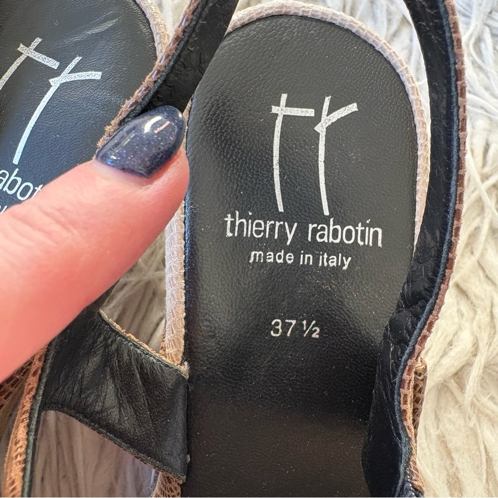 Thierry Rabotin Vintage Patch Work Brown Lizard Leather Wedge Sandals EUC 37.5 - Picture 7 of 8